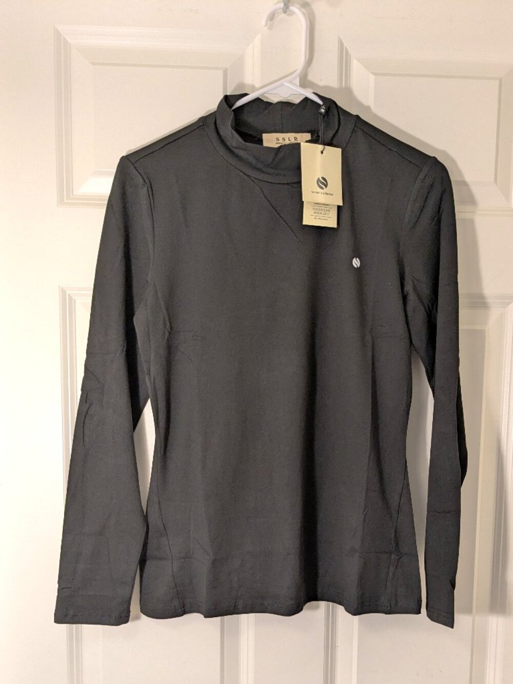 NWT! Women's Small Athletic Mock Black Turtleneck 34" Chest Unstretched